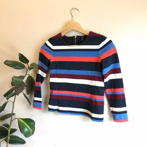J. Crew Top Stripped Zipper Back